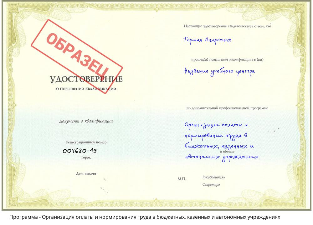Организация оплаты и нормирования труда в бюджетных, казенных и автономных учреждениях Волгодонск