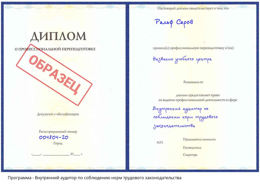 Внутренний аудитор по соблюдению норм трудового законодательства Волгодонск