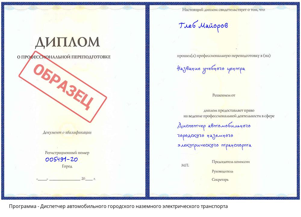 Диспетчер автомобильного городского наземного электрического транспорта Волгодонск