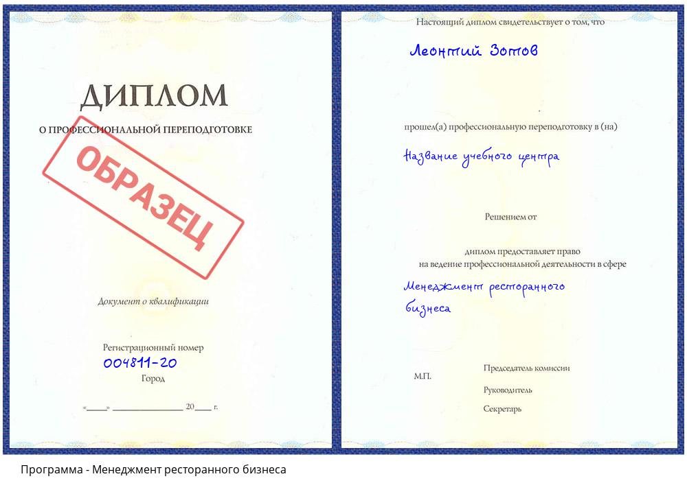Менеджмент ресторанного бизнеса Волгодонск