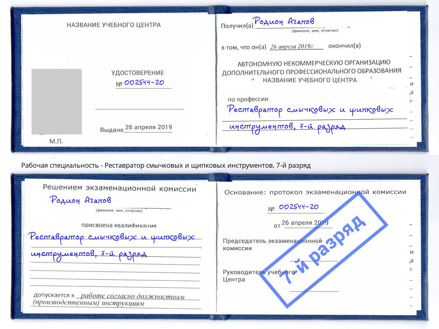 корочка 7-й разряд Реставратор смычковых и щипковых инструментов Волгодонск