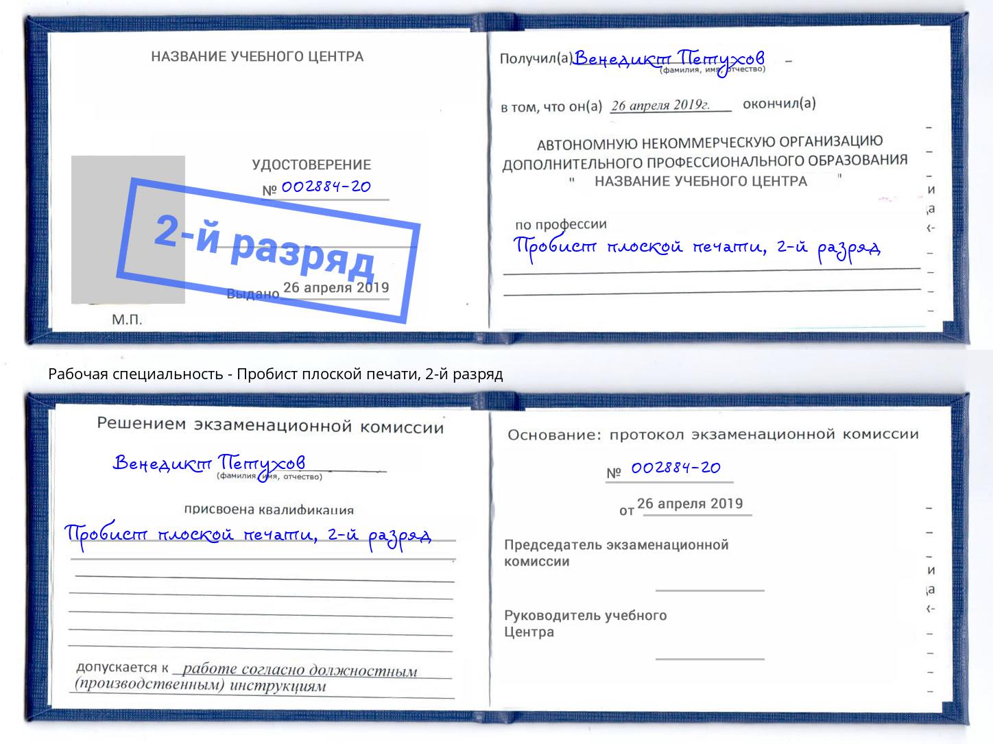 корочка 2-й разряд Пробист плоской печати Волгодонск