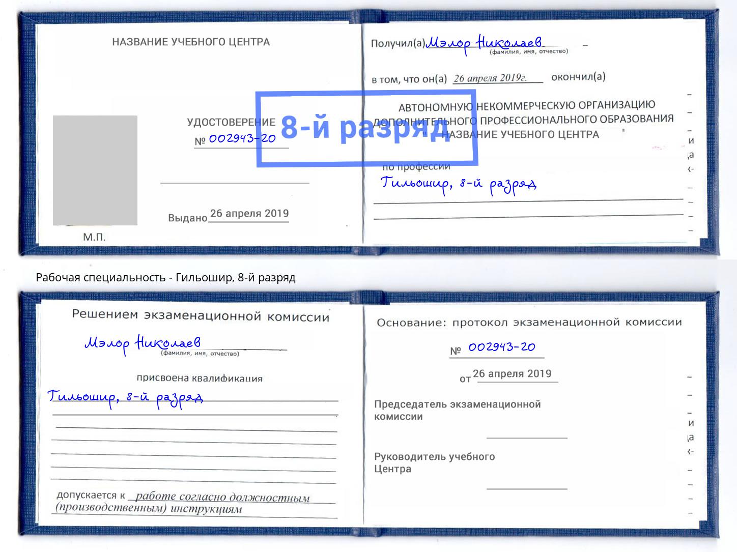 корочка 8-й разряд Гильошир Волгодонск
